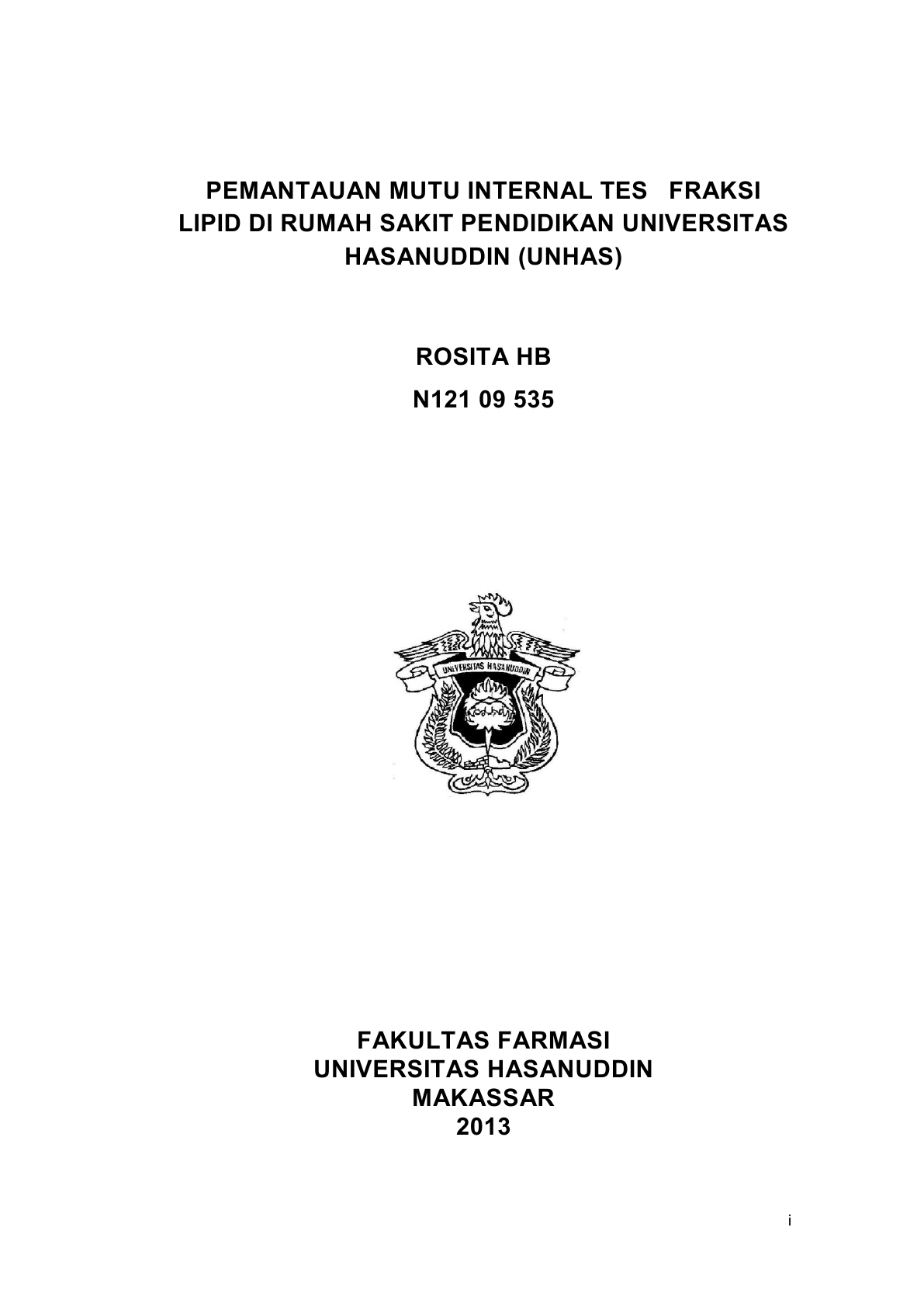 PEMANTAUAN MUTU INTERNAL TES FRAKSI LIPID DI RUMAH SAKIT PENDIDIKAN